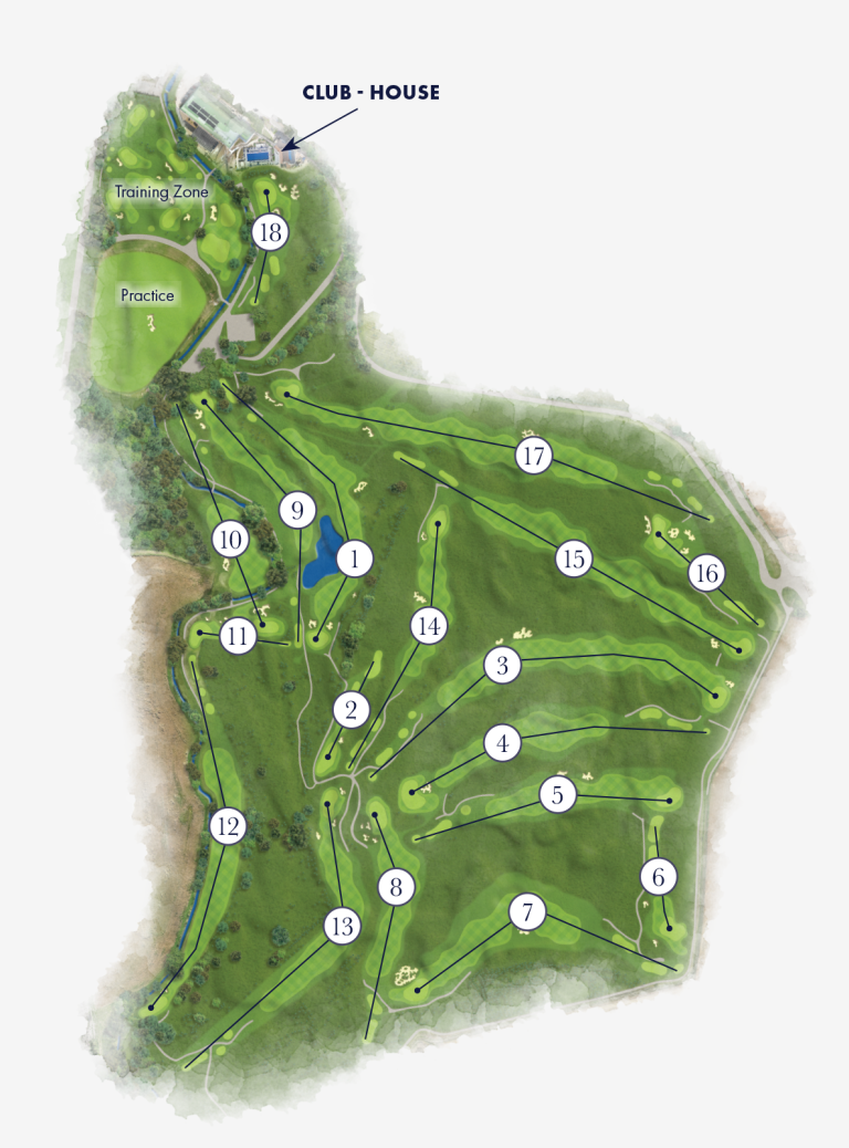 Plan général du parcours 18 trous du Golf du Liberty Country Club